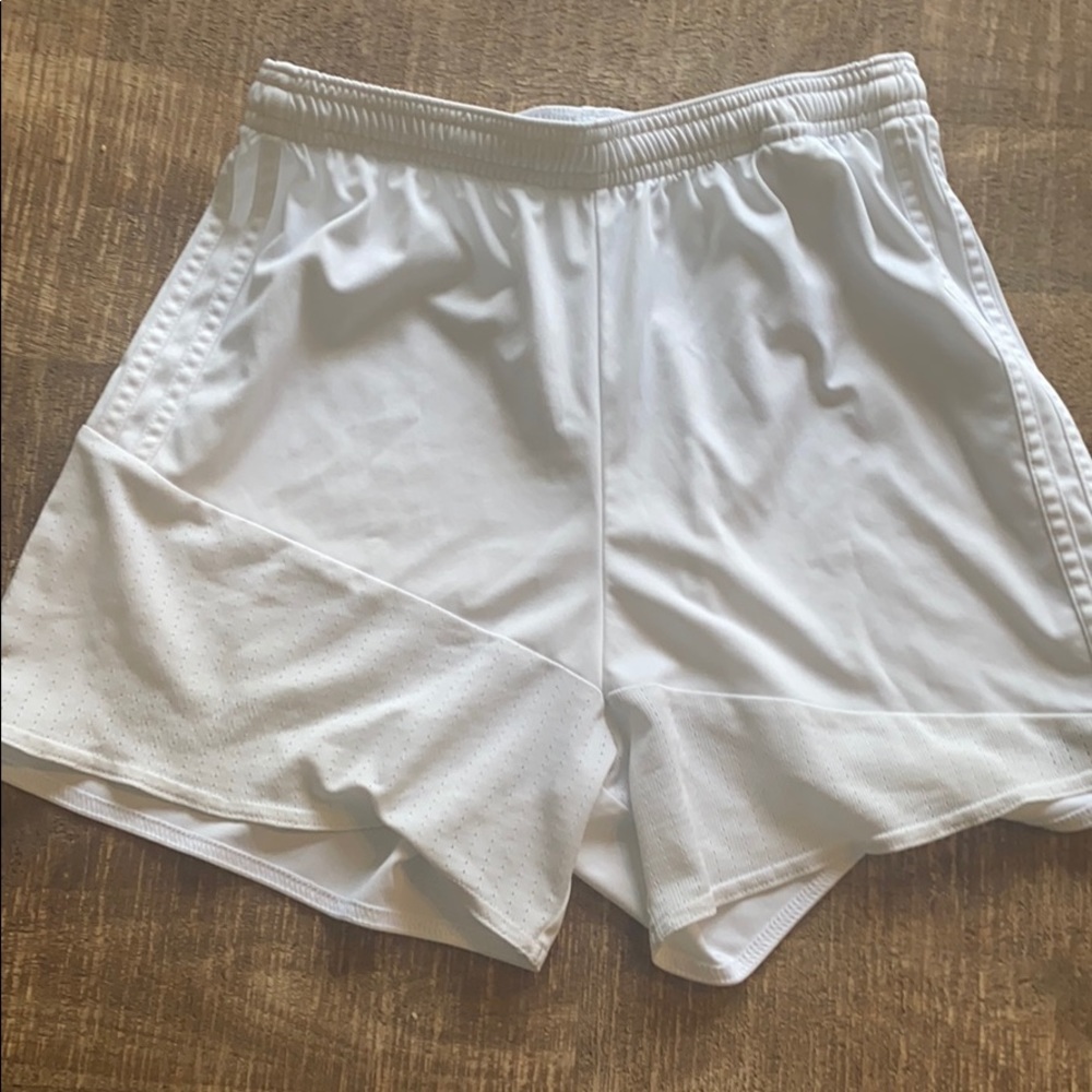 White Adidas soccer shorts